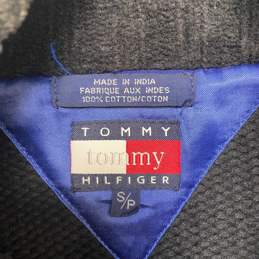 Vintage Tommy Hilfiger Sweater Mens S Black Diamond Mock Neck Knitted Full Zip